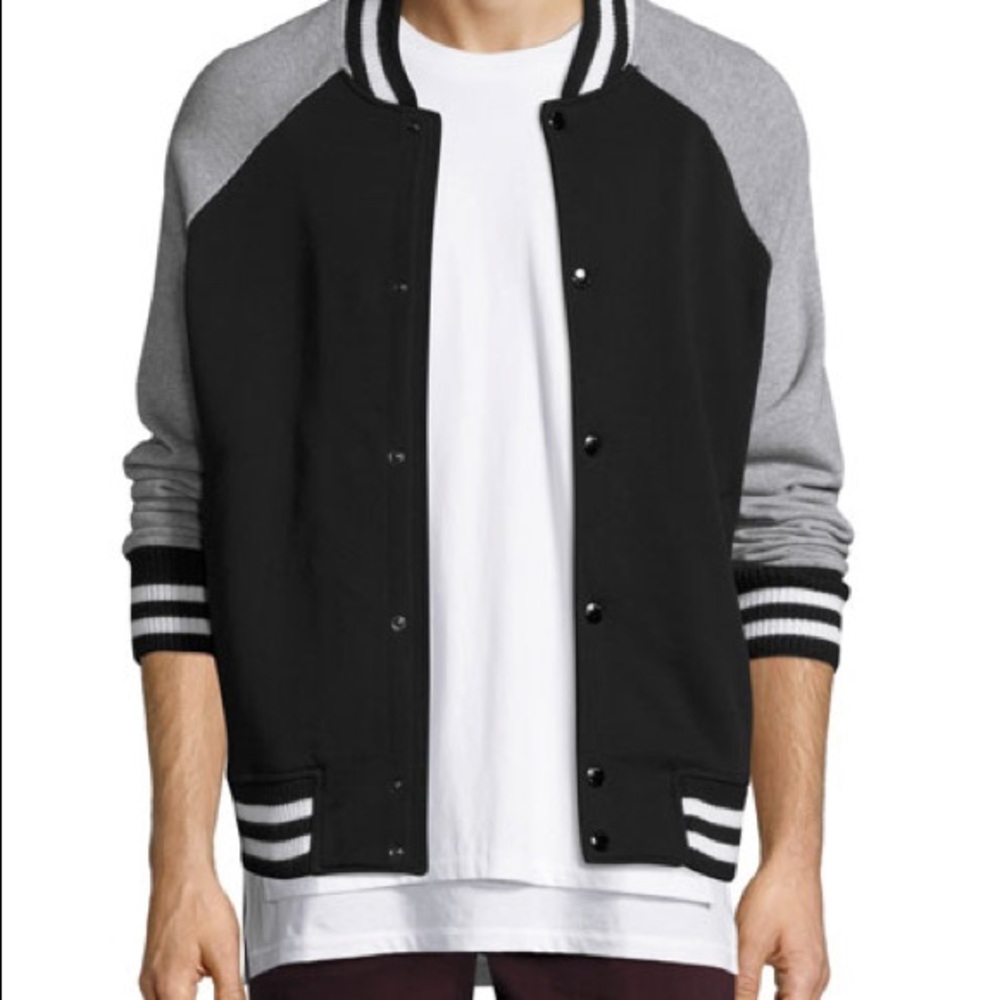 Rag & Bone Arden Varsity Jacket Black Gray Sz L - image 1